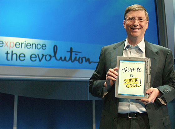 Билл Гейтс представляет программно-аппаратную платформу Windows Tablet PC Edition (2002 год)